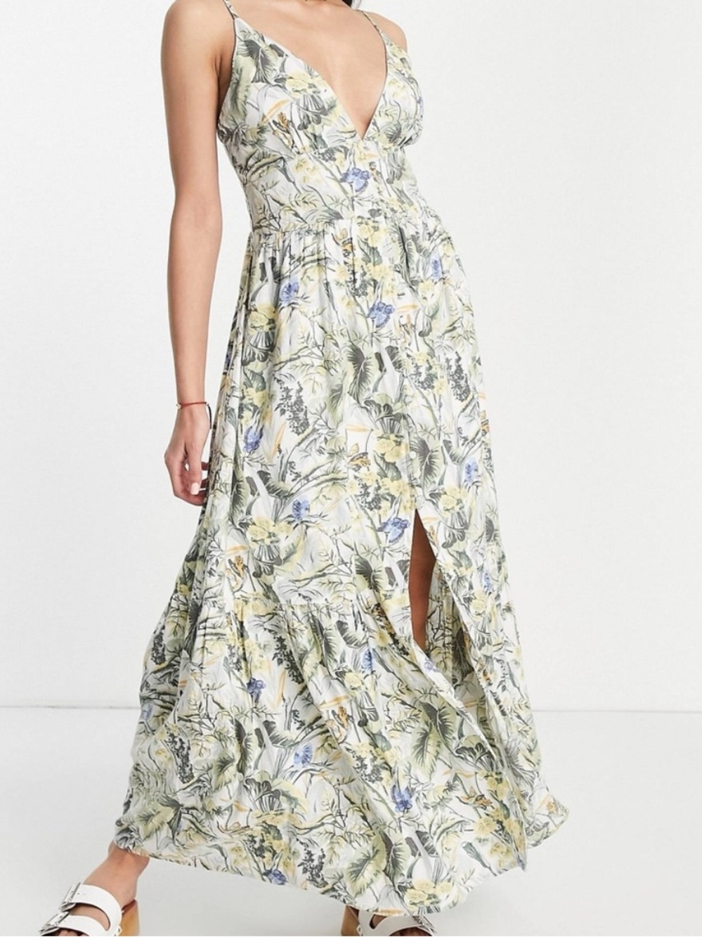 Abercrombie & Fitch Yellow and Blue Tropical Maxi Dress - Picture 3 of 7